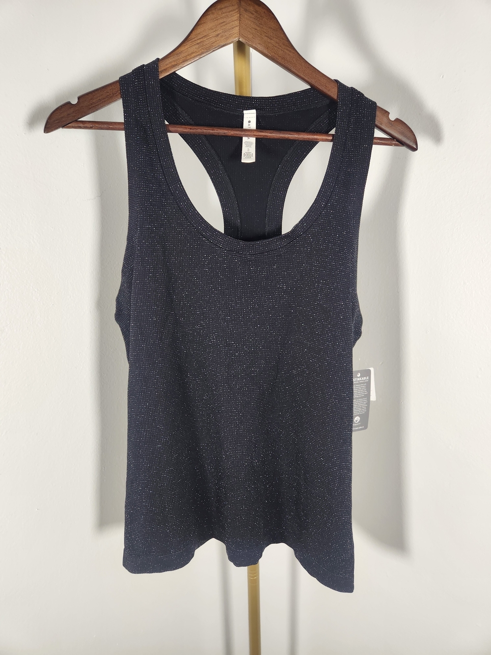 Athleta Black Metallic Momentum Racerback Tank